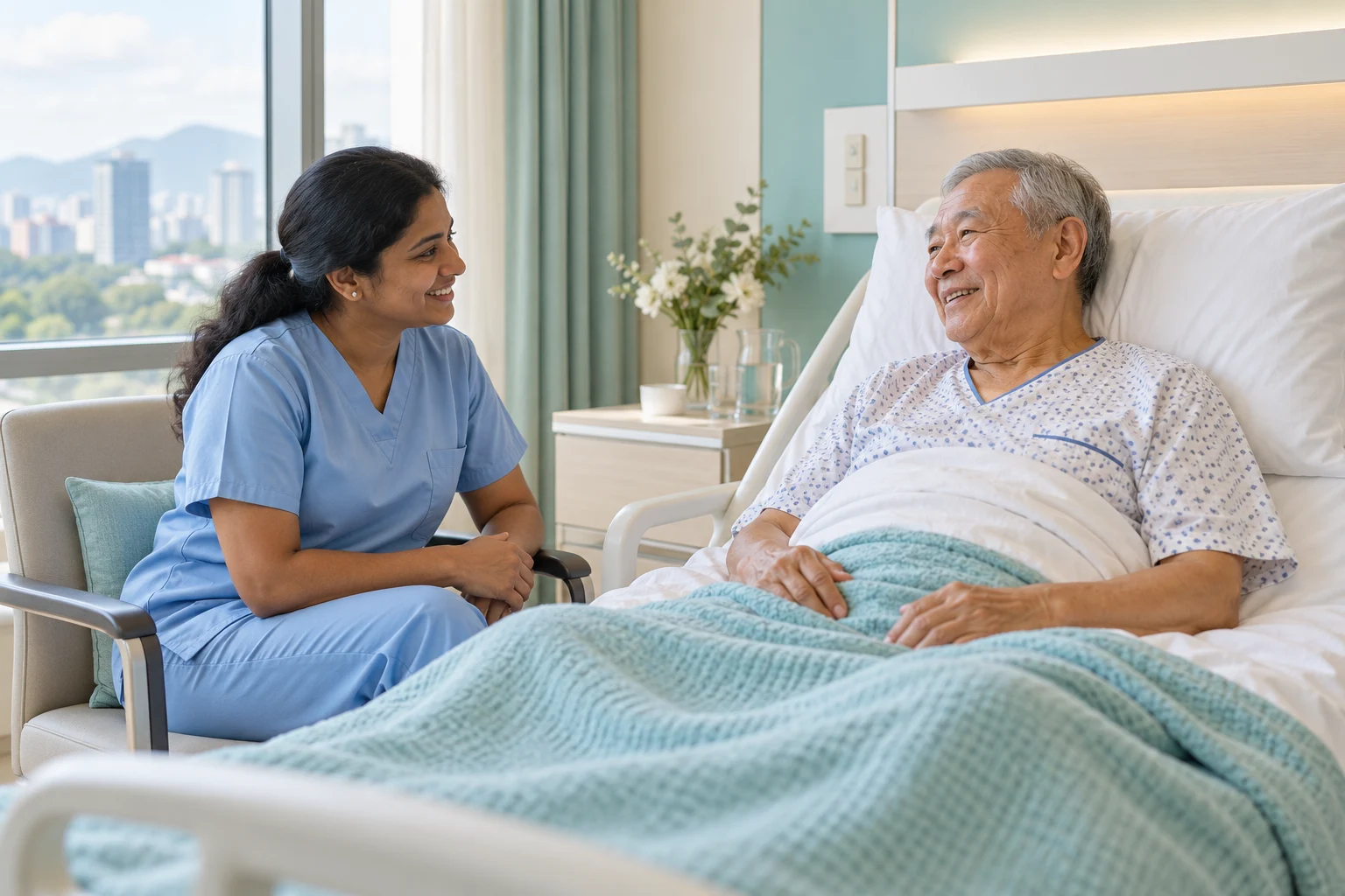 Hospital sitter providing bedside companionship in Malaysia